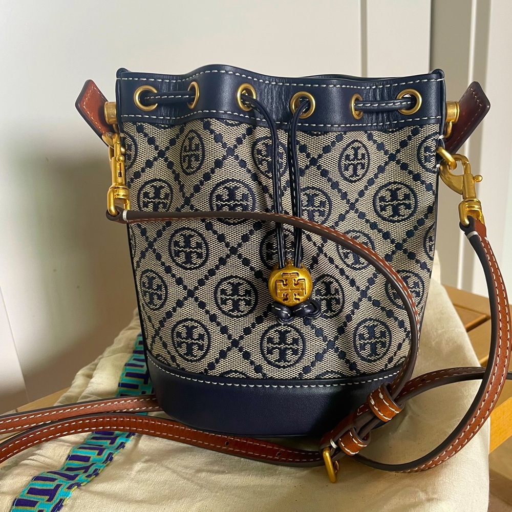Tory Burch T-Monogram Jacquard Mini Bucket Bag